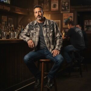 Roar Mens XXL Plaid Button Down Shirt Gothic Cross Embroidery Reverence Brown